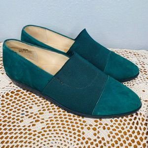 Nordstrom vintage 90's green suede slip on flats (Size: 9.5)